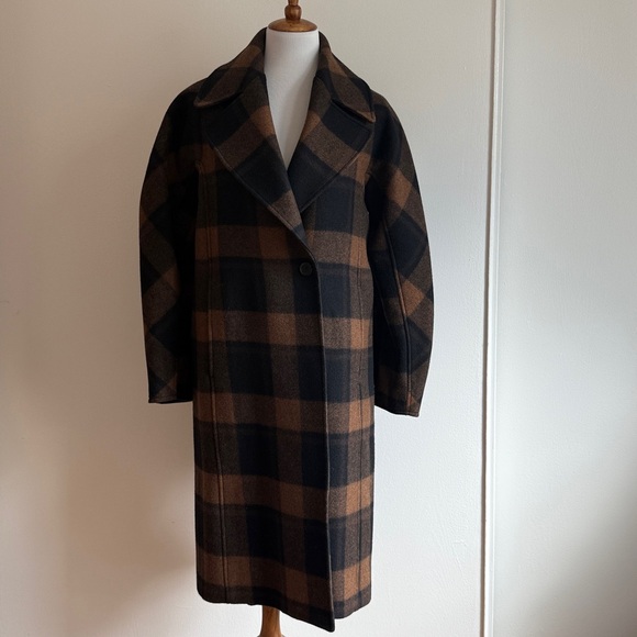 H&M Black & Brown Wool Blend Coat - Picture 2 of 5